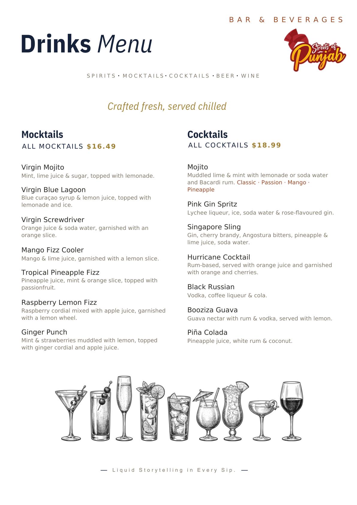 Drinks Menu cover